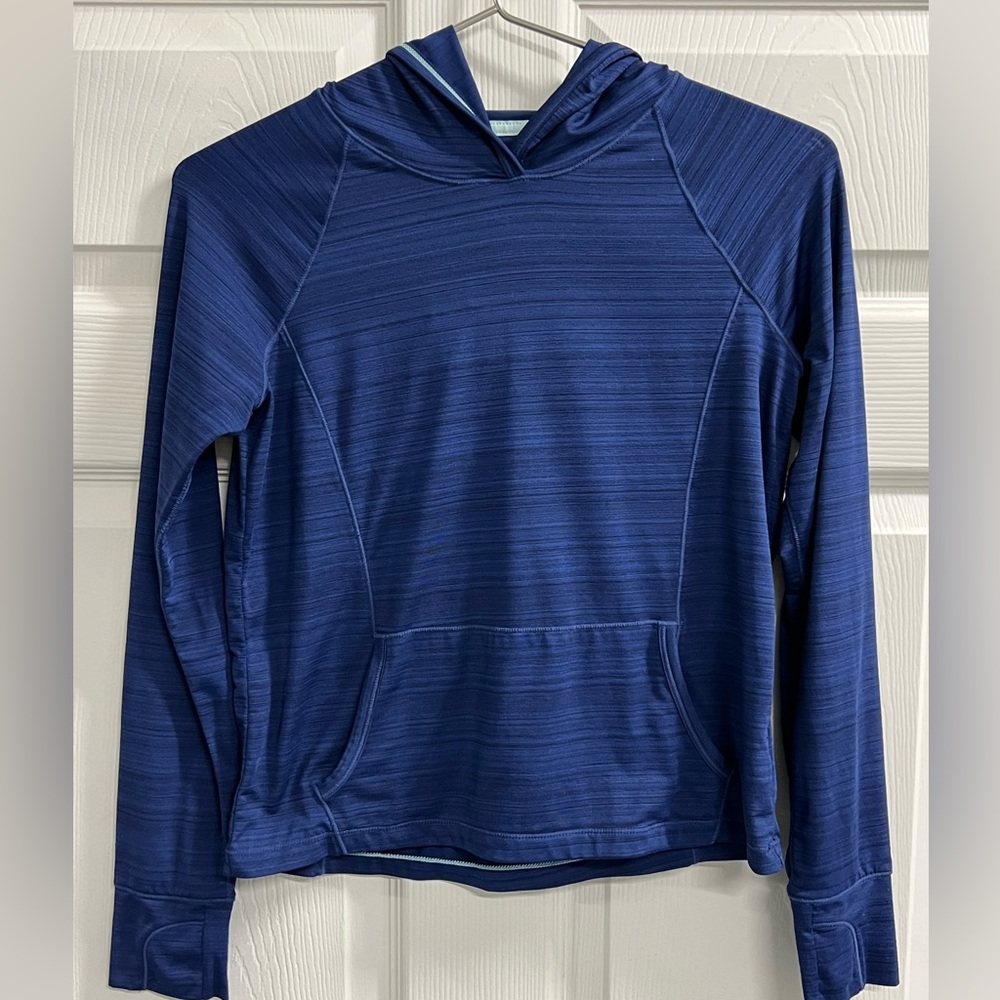 Athleta Girl Blue Hoodie Long Sleeve Pullover Kangaroo Pocket - Large - VGUC
